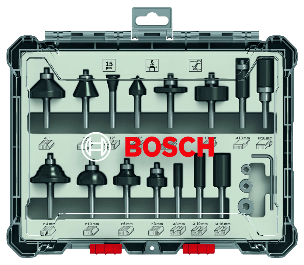 Set 15 freze pe lemn Bosch 2607017471 Ø6 mm photo