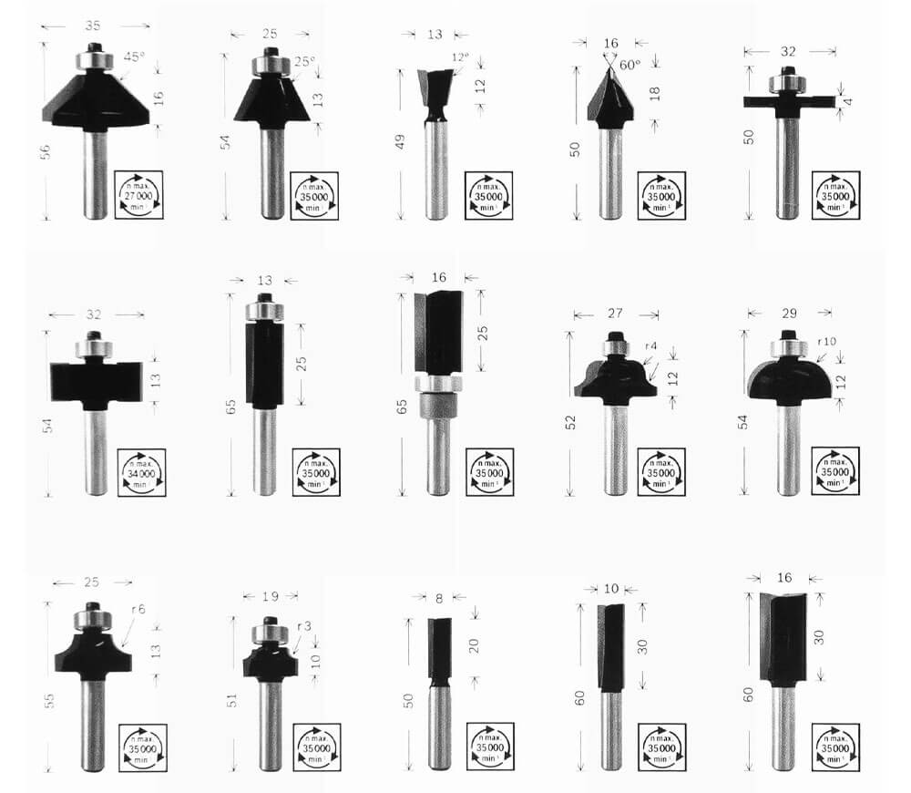 Set 15 freze pe lemn Bosch 2607017472 Ø8 mm photo 0