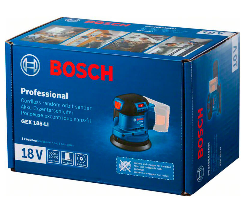 Mașină de șlefuit excentrică fără fir (fără bat) BOSCH GEX 185-LI 125mm 18V photo 6