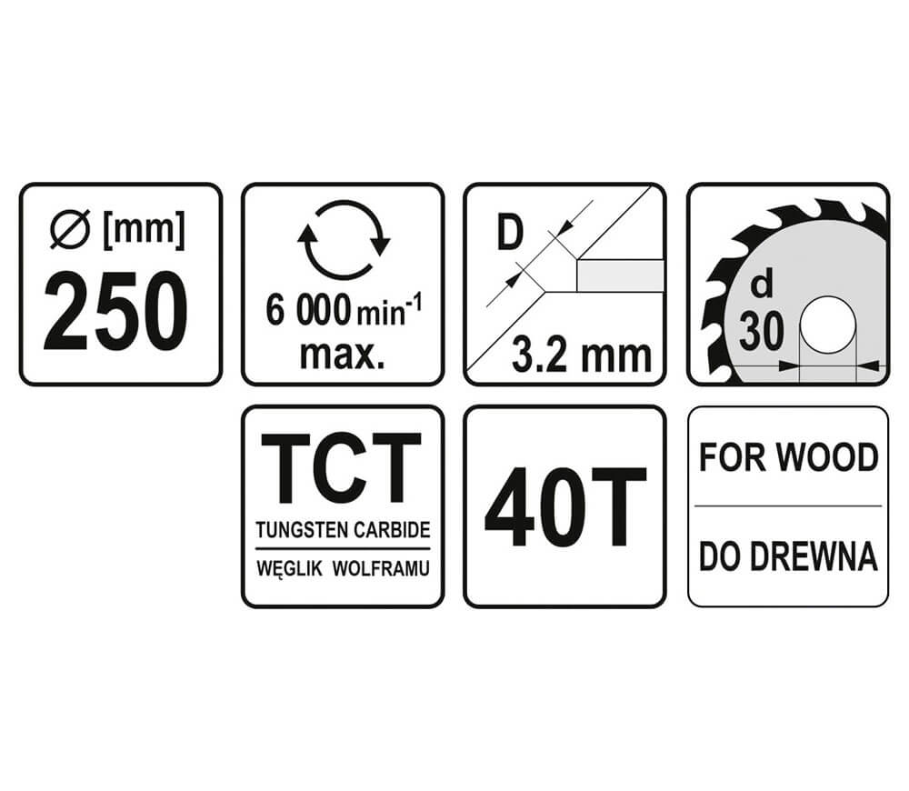 Disc pentru fierastrau electric YATO YT6071 250mm 40T photo 1