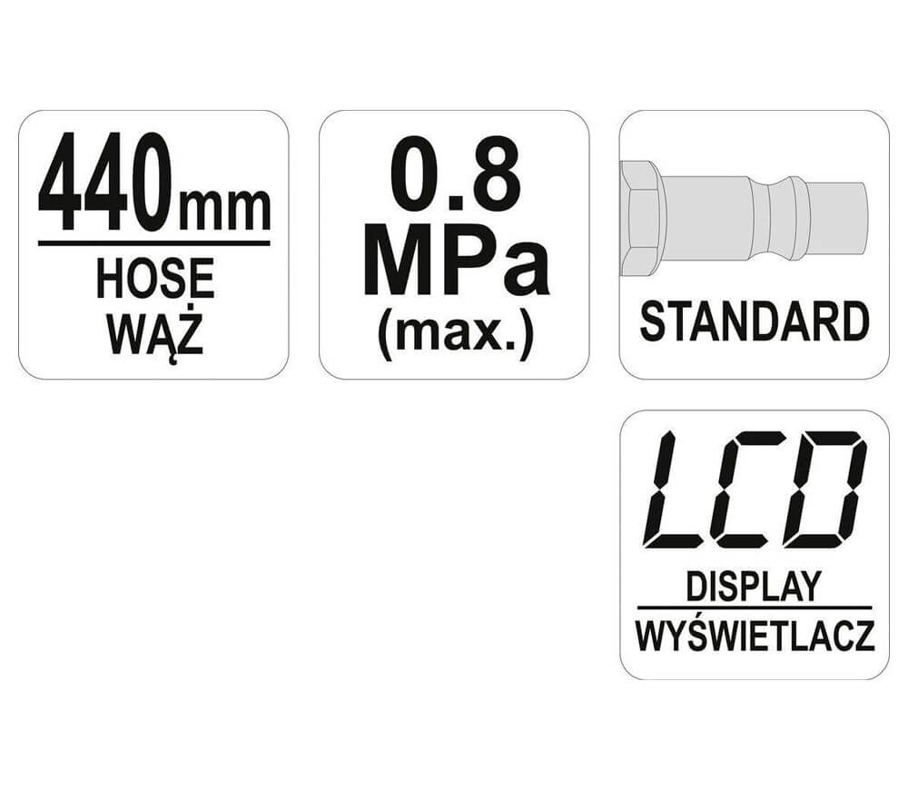 Pistol de umflat anvelope cu manometru digital  YATO YT23702 8bar 440mm photo 3