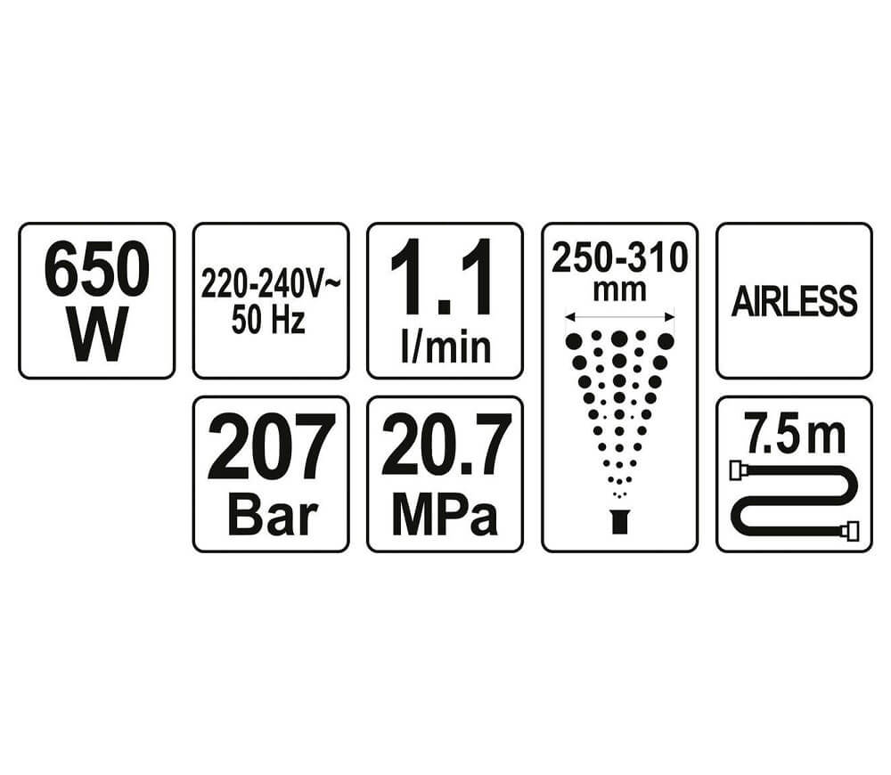 Aparat de vopsit YATO YT82560 650w 207bar photo 4