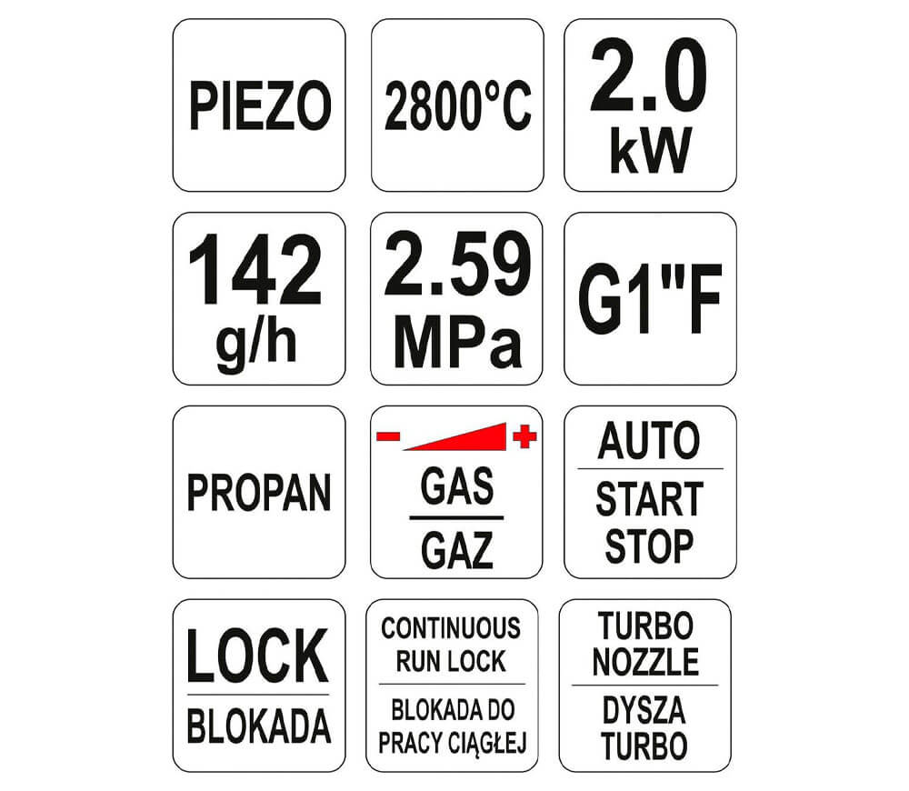 Arzător cu gaz YATO YT36715 142g/h 2800°C photo 4