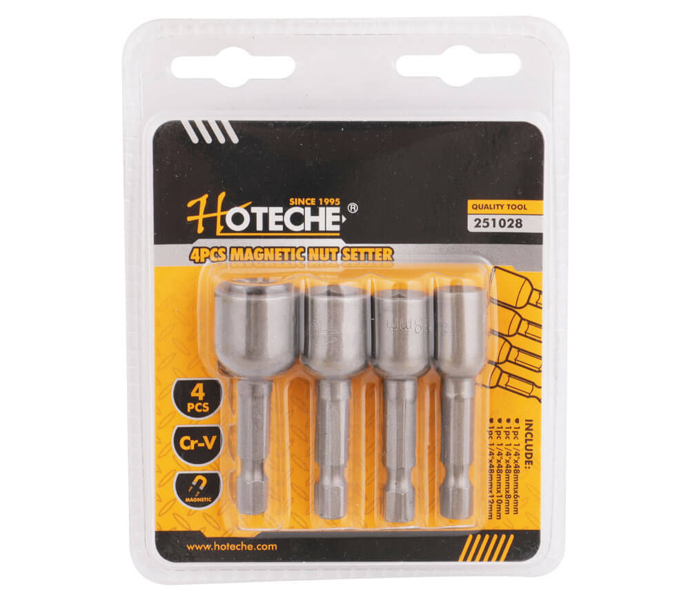 Set 4 biți cu cap tubular HOTECHE 251028 6/8/10/12 mm photo 0