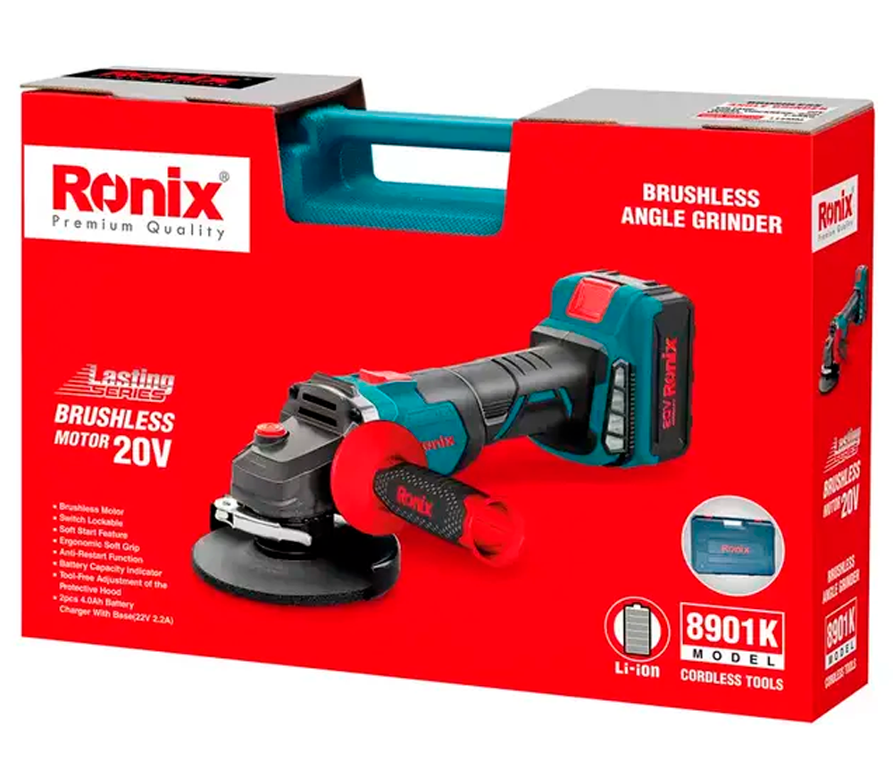 Polizor unghiular cu acumulator RONIX 8901K 115 20V 4Ah photo 10