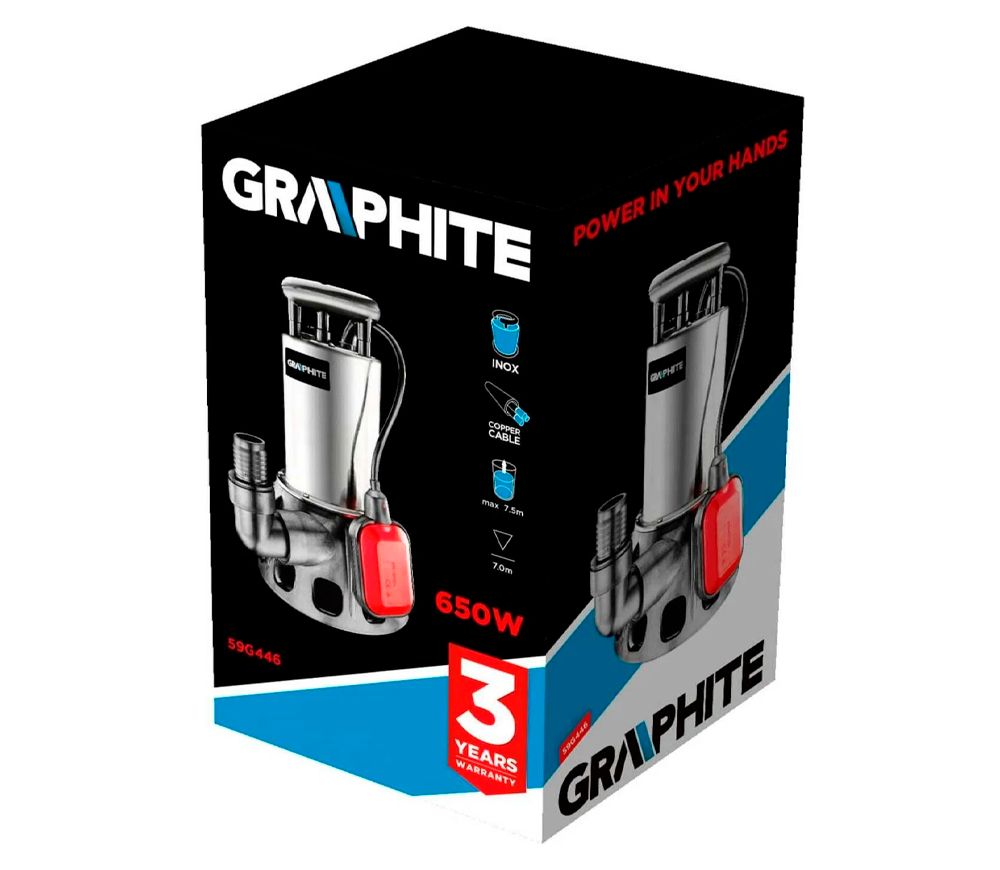 Pompă de drenaj GRAPHITE 59G446 650w 11500l/h photo 1