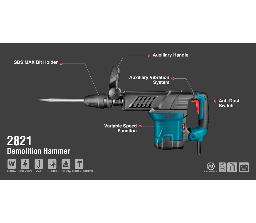 Ciocan demolator RONIX 2821 1500w 27J photo 9
