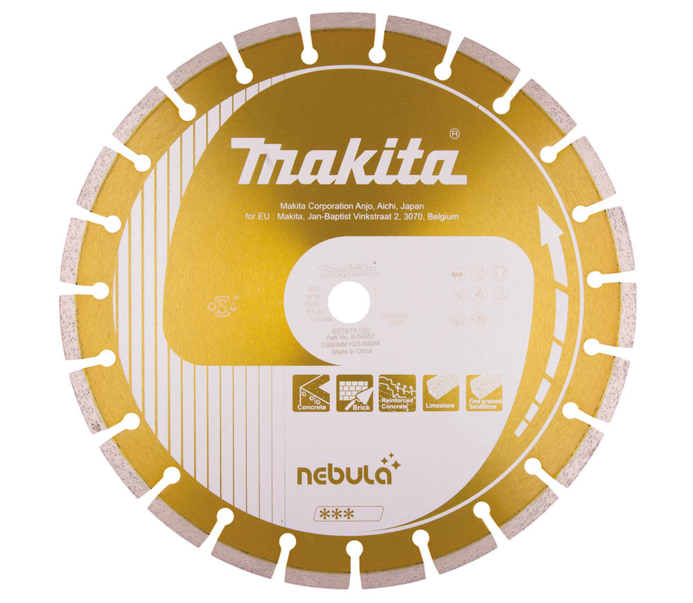 Disc de tăiat cu diamant MAKITA Nebula B-54053 350mm Segmentat Piatră photo