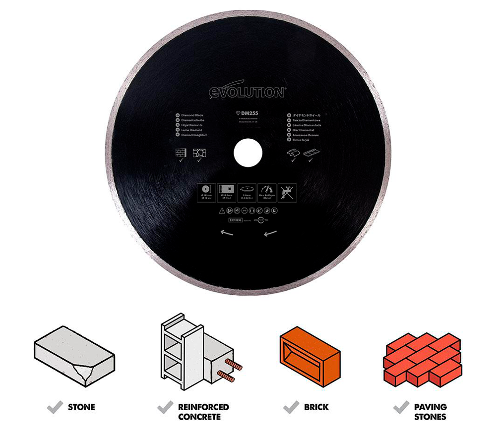 Disc de tăiat cu diamant EVOLUTION RAGEBLADE255DIAMOND 255mm Solid Cermică/Marmura/Granit photo 0