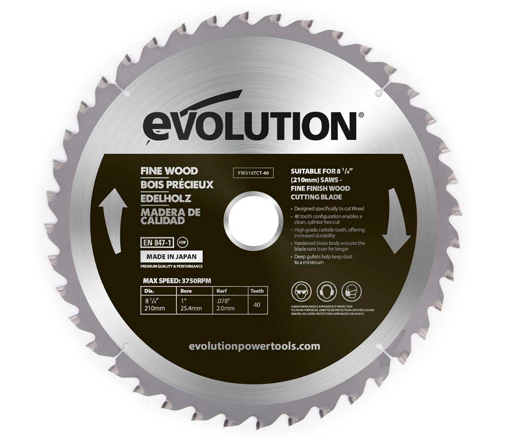 Disc pentru fierastrau electric EVOLUTION FW210TCT-40 210mm 2.4mm photo