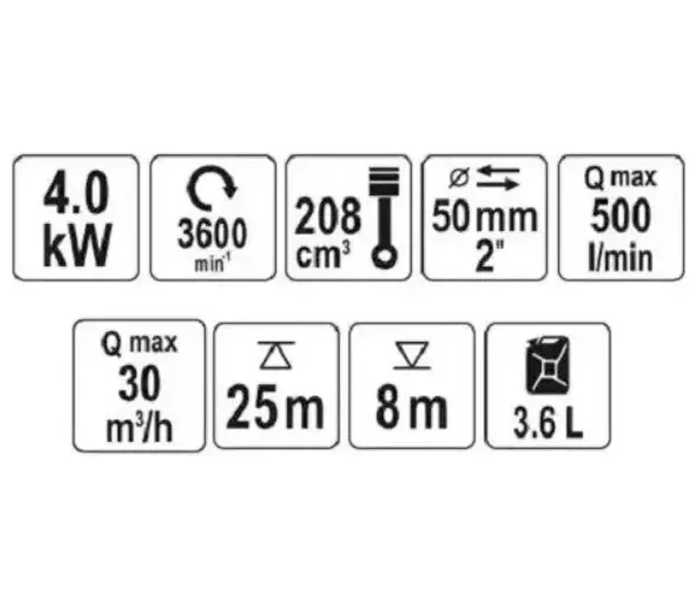 Motopompă cu benzină YATO YT85401 30000l/h 5.9cp photo 2