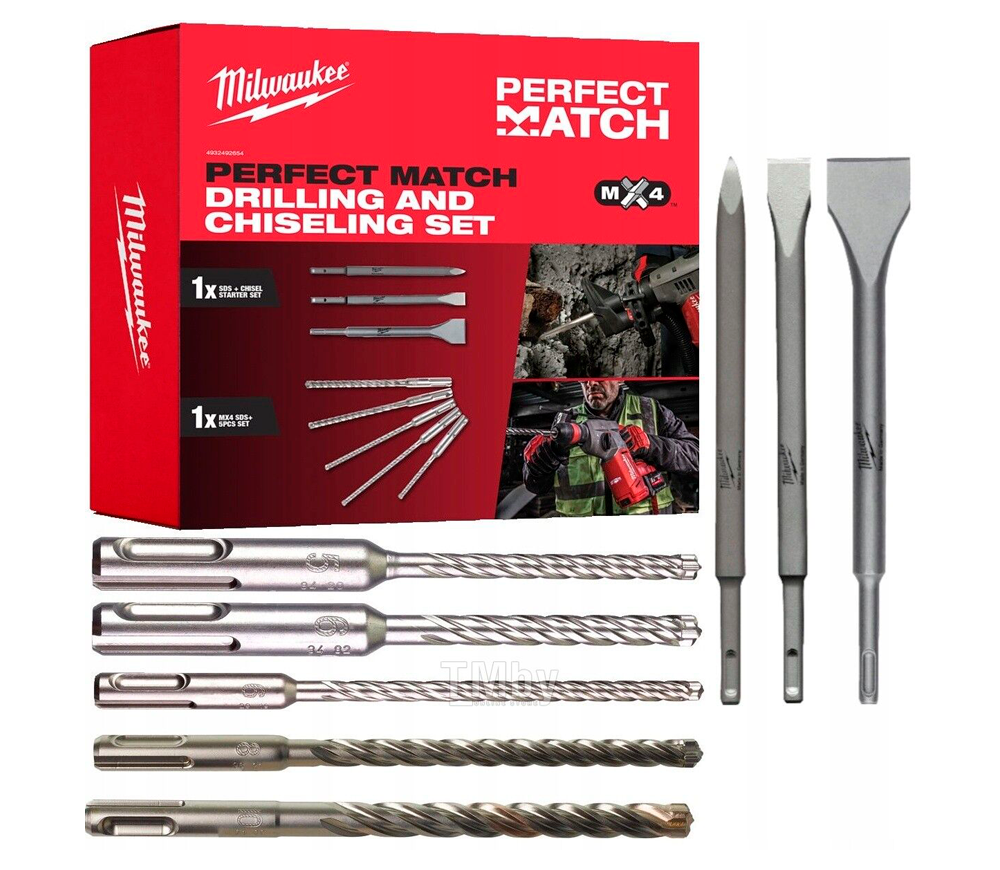 Set de burghie pe beton MILWAUKEE SDS Plus Perfect Match MX4 5-18mm x 160-250mm photo