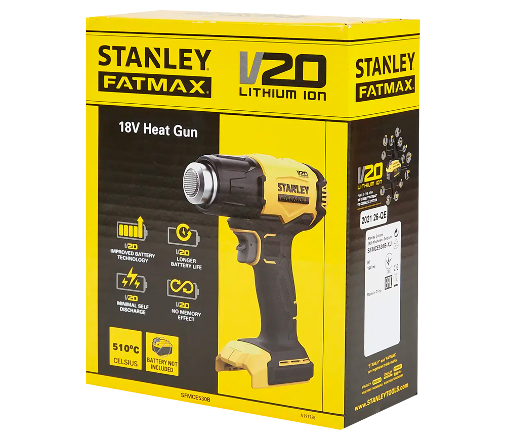 Фен строительный аккум. (без АБК) STANLEY SFMCE530B-XJ  510°C photo 4