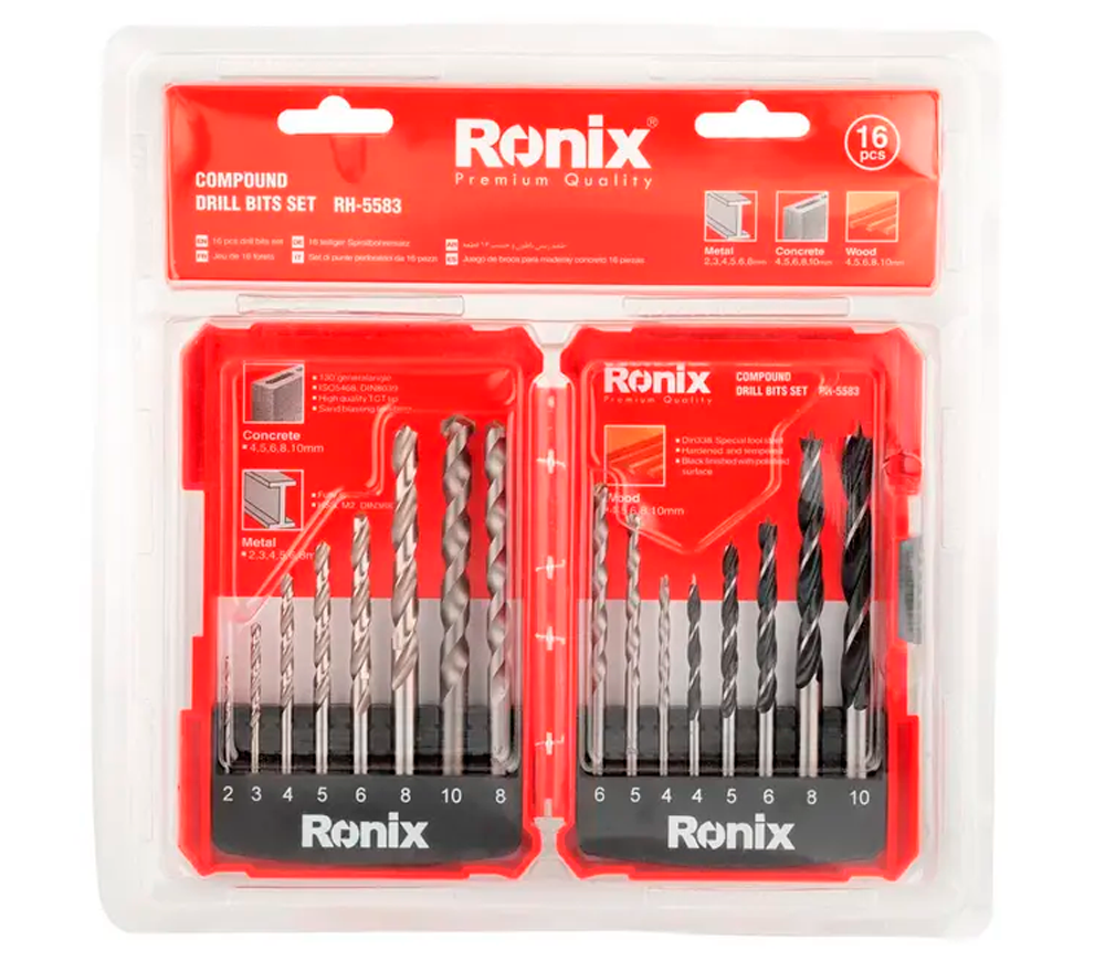 Set universal de burghiuri RONIX RH-5583 2-10mm HSS photo 1