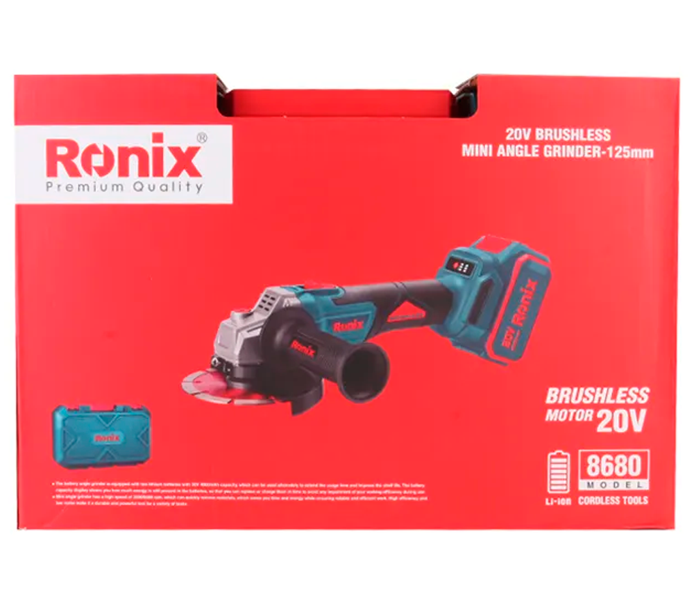 Polizor unghiular cu acumulator RONIX 8680 125mm 20V 4Ah photo 1