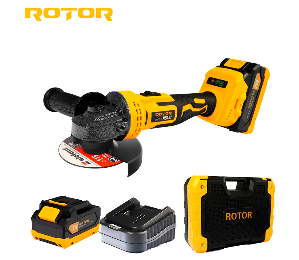 Polizor unghiular cu acumulator ROTOR RBA21 125mm 21V 3Ah photo 1