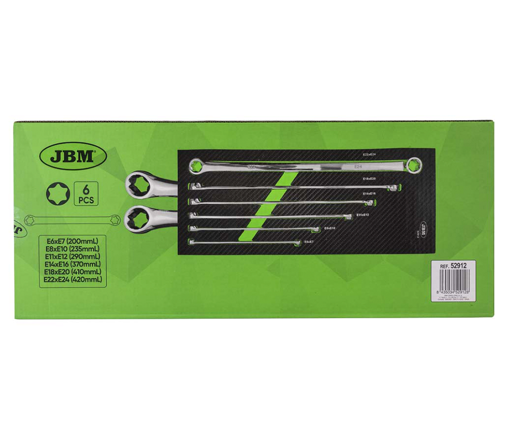 Set de 6 chei inelare cu două fețe TORX JBM-52912 E6-E24mm photo 3