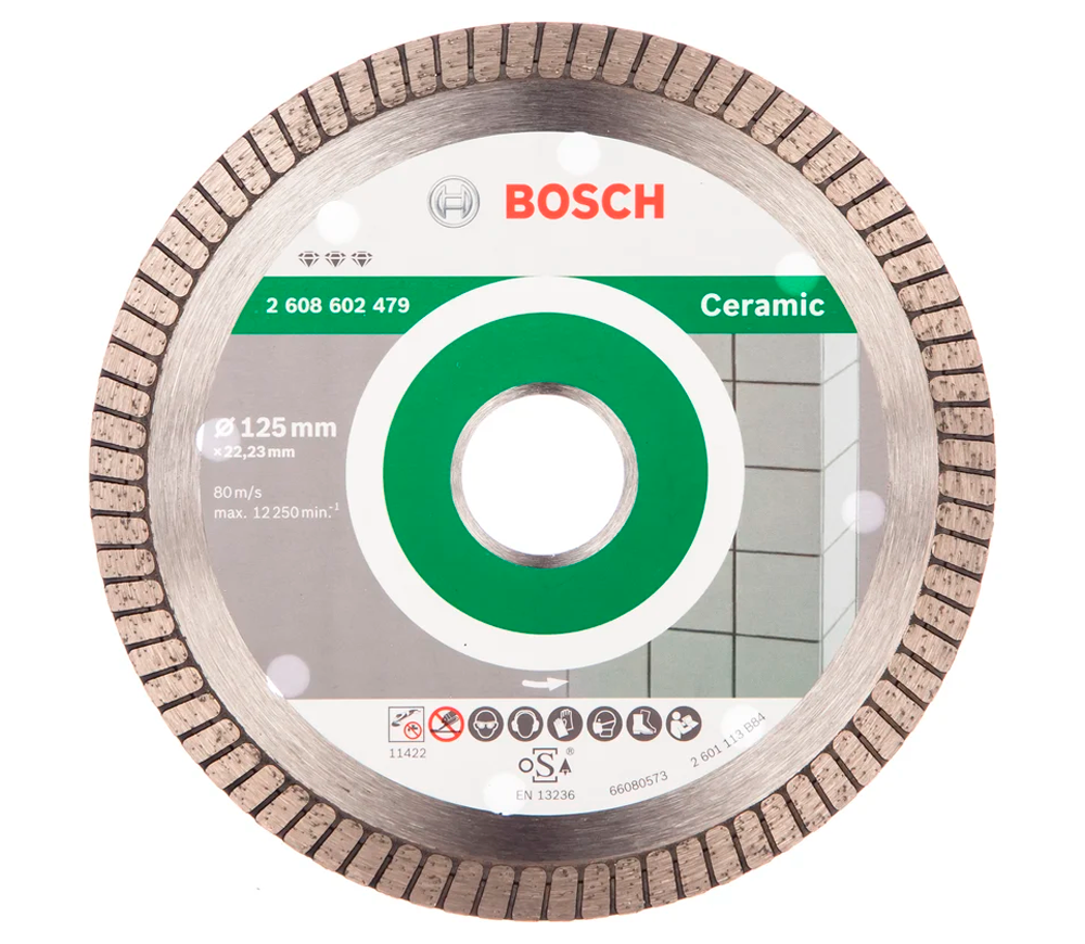 Disc de tăiat cu diamant BOSCH Ceramic Extraclean 2608602479 125mm Turbo Ceramică photo