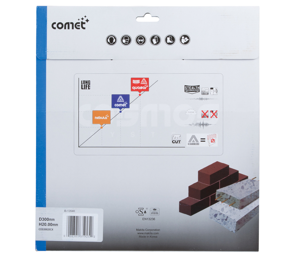 Disc de tăiat cu diamant MAKITA COMET B-13546 300mm Segmentat Beton/Piatră/Cărămidă photo 2