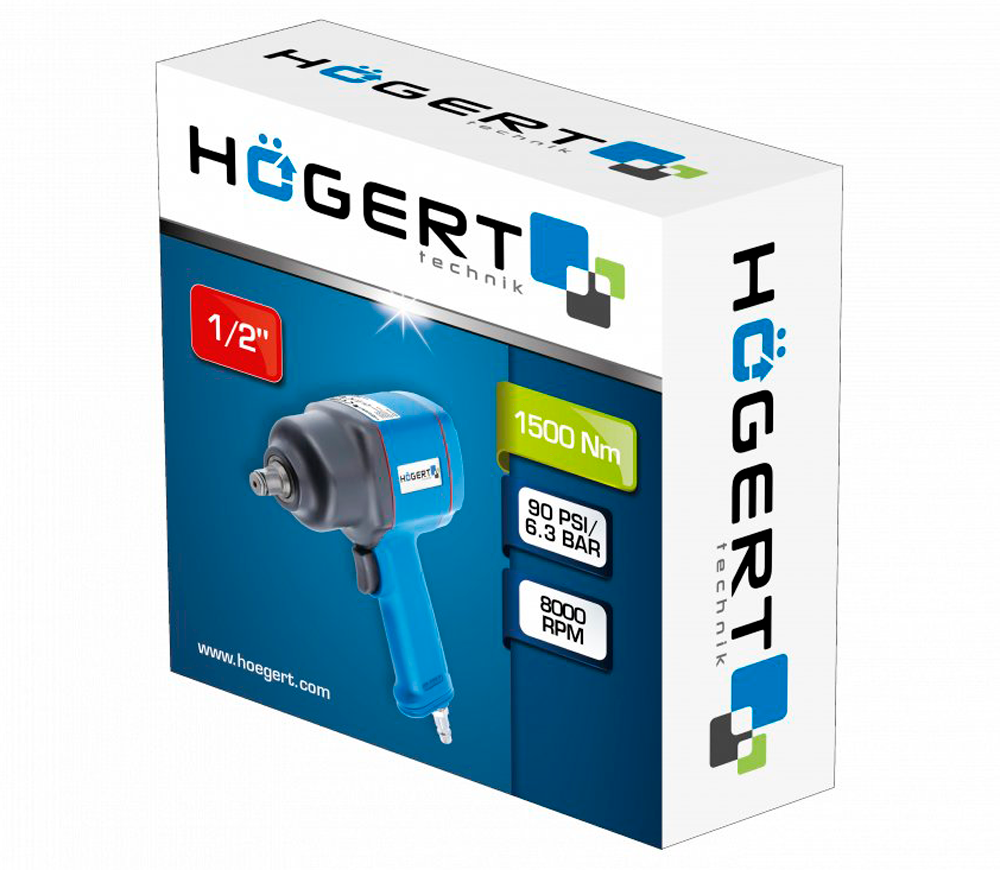 Mașină de înșurubat cu impact pneumatică HOEGERT HT4R623 1500Nm 8000rot/min photo 1