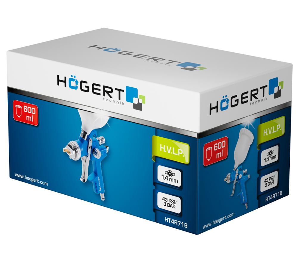 Pulverizator pneumatic HOEGERT HT4R716 0.8/1.4mm 0.6L 3bar photo 1