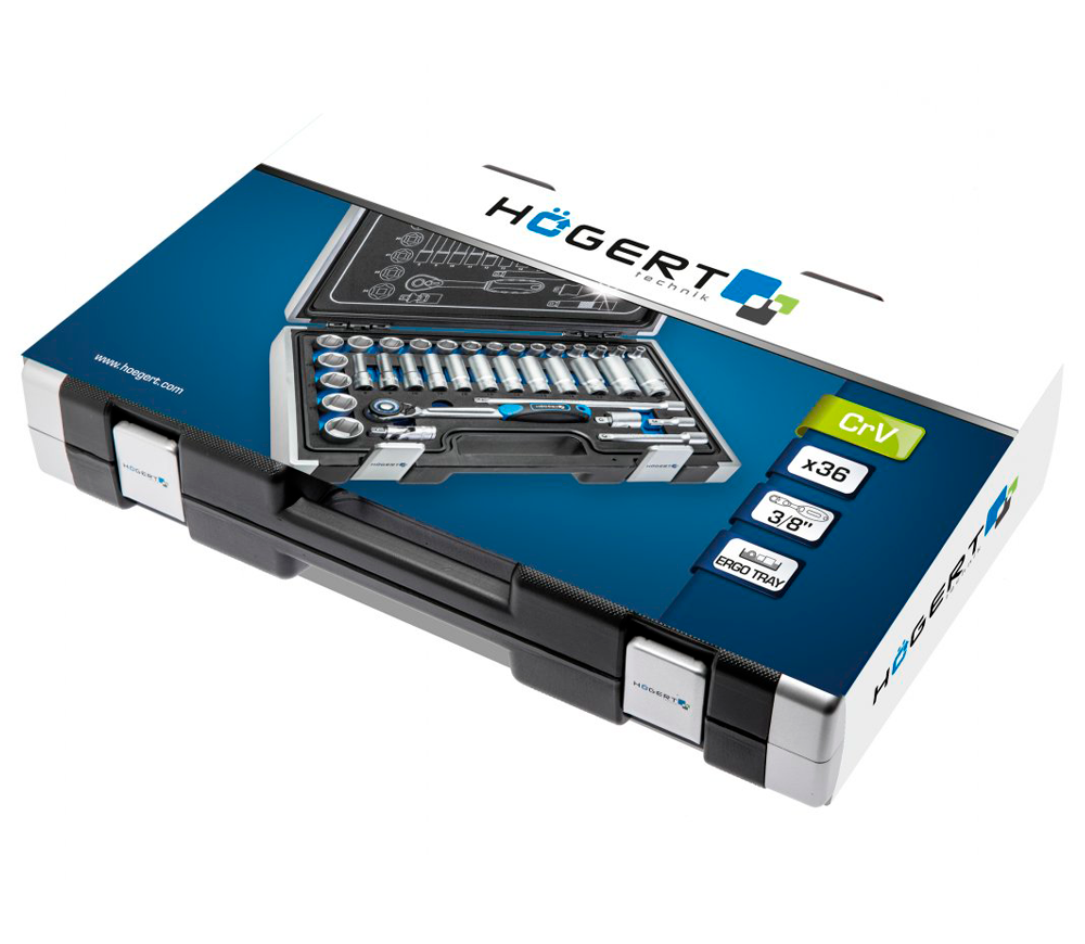 Набор 36шт головки торцевые HOEGERT HT1R465 6-24 мм photo 0