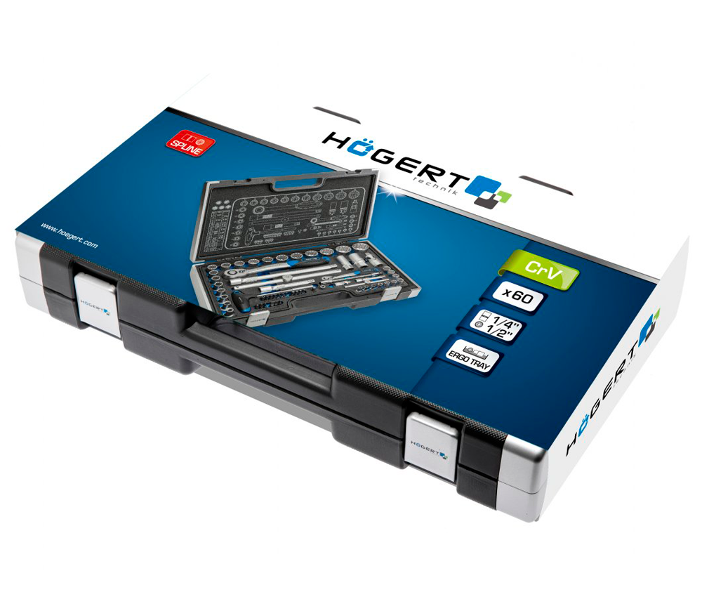 Набор 60шт головки торцевые HOEGERT HT1R470 5-32 мм photo 1