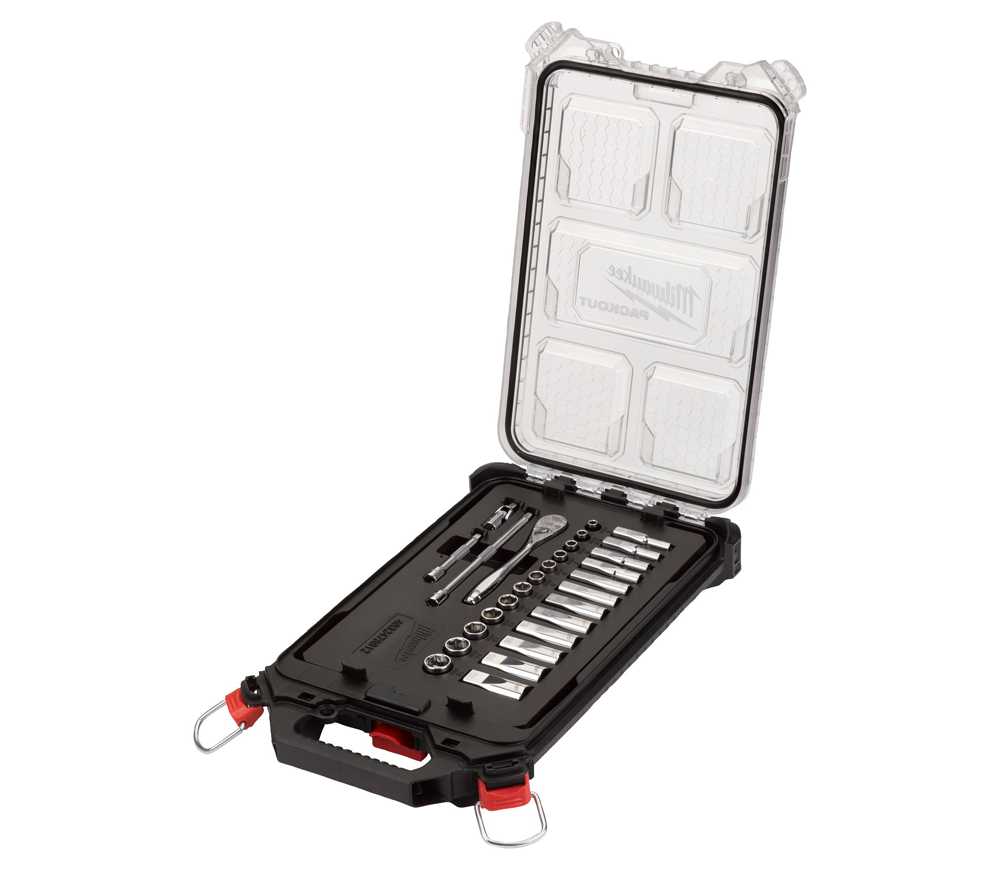 Set 32 buc. cu cap de soclu + clichet 3/8" MILWAUKEE Socket PACKOUT Set6-19 mm photo