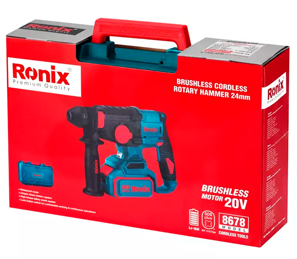 Перфоратор аккумуляторный RONIX 8678 2.5Дж 20В 4Ач photo 9