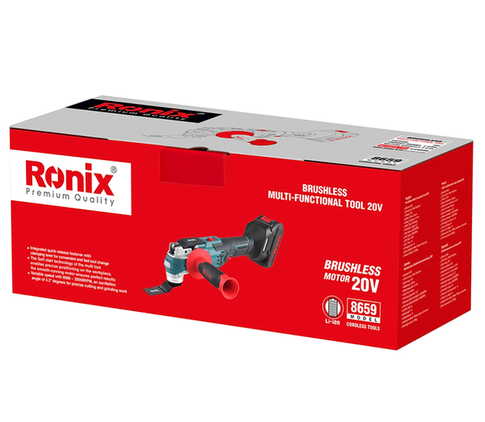 Uneltă multifuncțională fără fir RONIX 8659  20V  2Ah 20000osc/min photo 9
