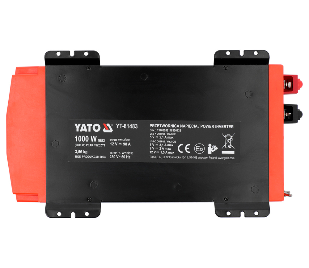Invertor de tensiune YATO YT81483 1kw 12V photo 3