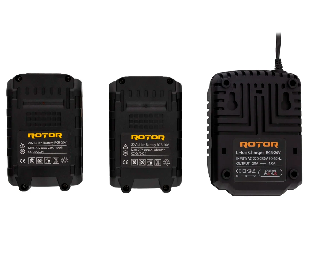 Încărcător cu 2 acumulatoare ROTOR RCB-20V 18V 2A photo 0