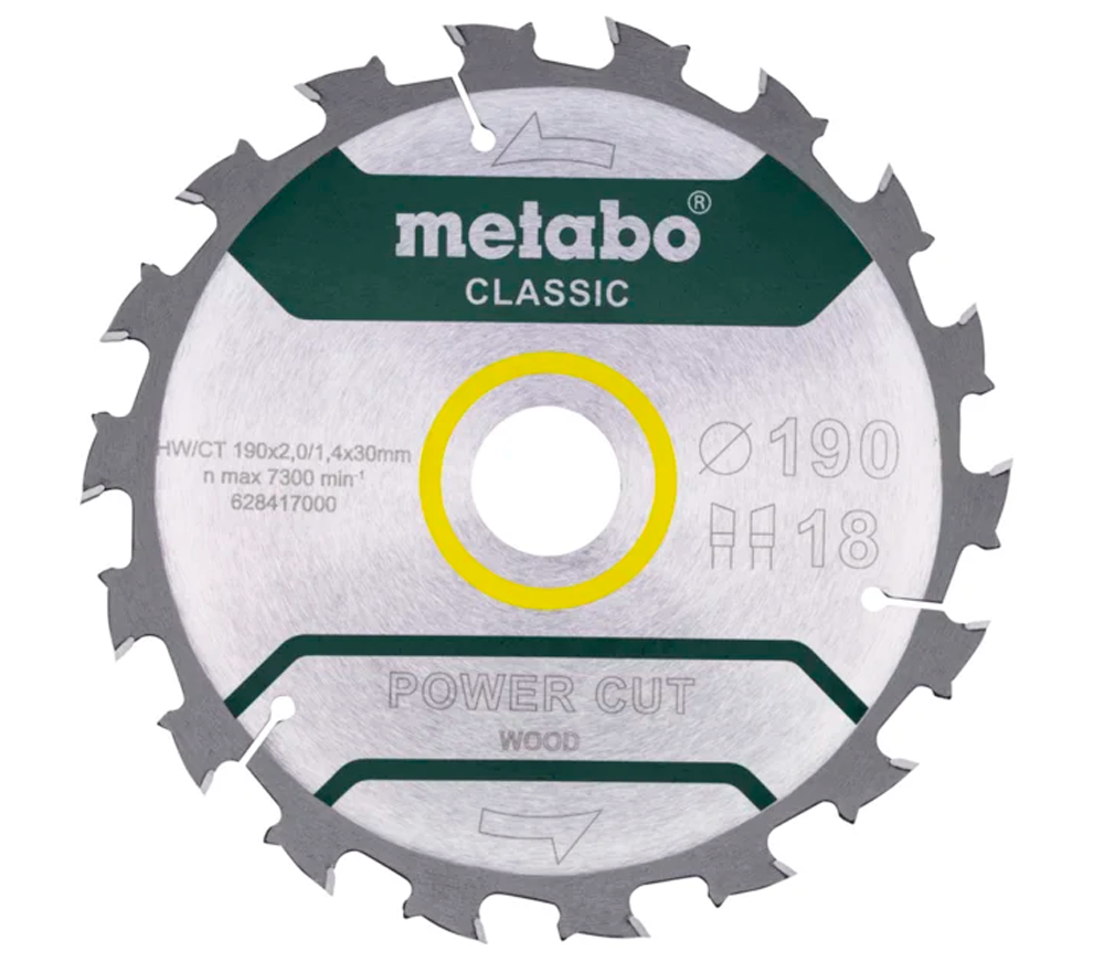 Disc pentru fierastrau electric METABO Power CUT 190x30 Z18 WZ 5 190mm 1.4mm Lemn photo