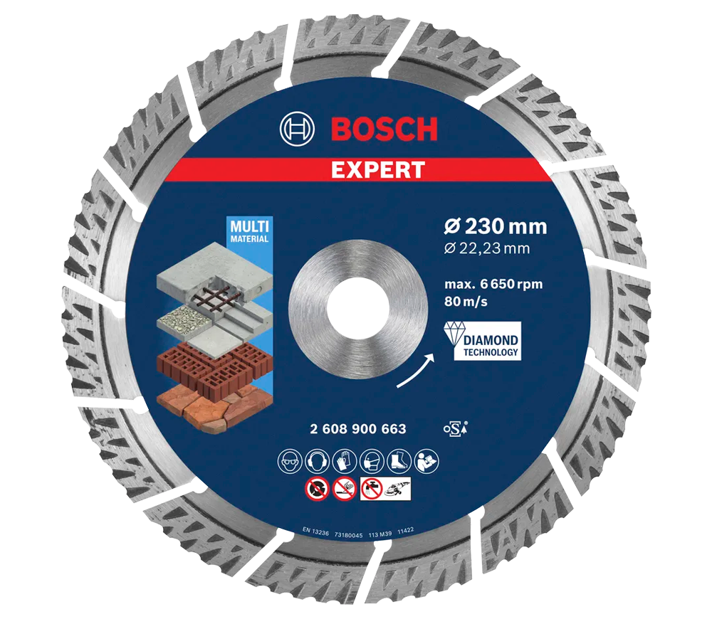 Алмазный отрезной диск BOSCH EXPERT MultiMaterial 230мм Сегментированный Бетон/Камень/Кирпич photo