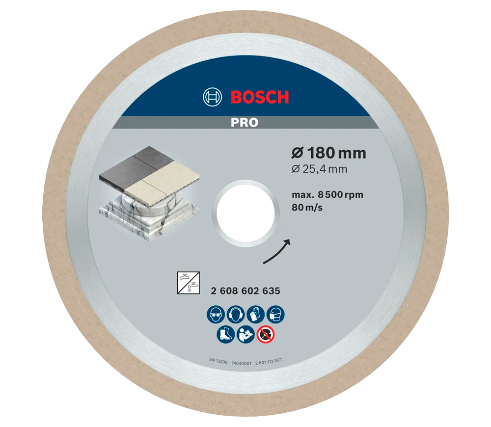Disc de tăiat cu diamant BOSCH Best for Ceramic 180mm Solid Ceramică/Marmura/Granit photo