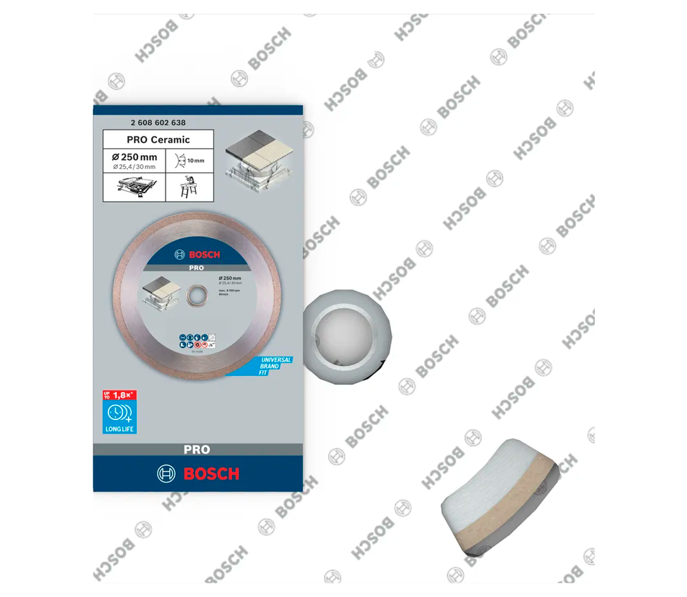 Алмазный отрезной диск BOSCH Best for Ceramic 250мм Сплошной Керамика/Мрамор/Гранит photo 1
