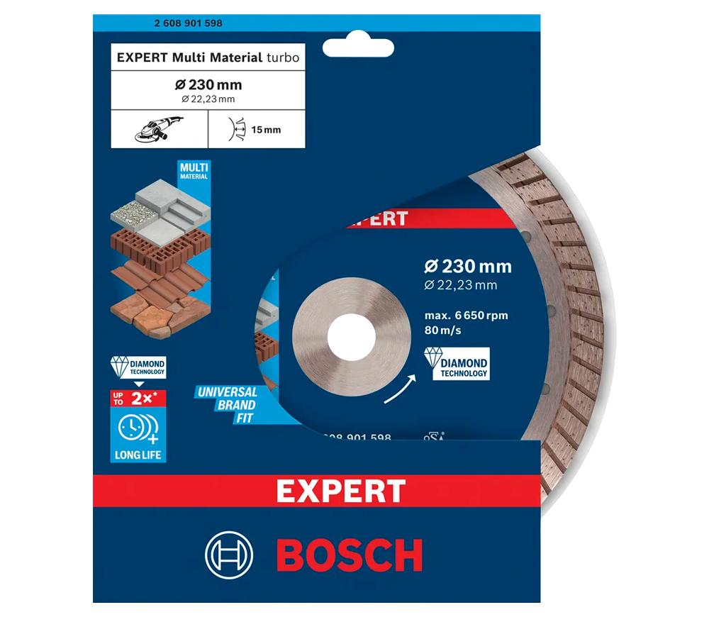 Disc de tăiat cu diamant BOSCH EXPERT MultiMaterial 230 Turbo Beton/Piatră/Cărămidă photo 0