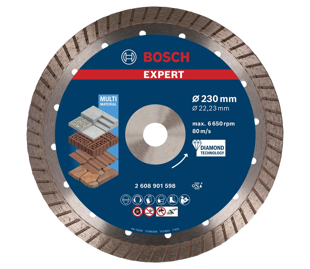 Disc de tăiat cu diamant BOSCH EXPERT MultiMaterial 230 Turbo Beton/Piatră/Cărămidă photo