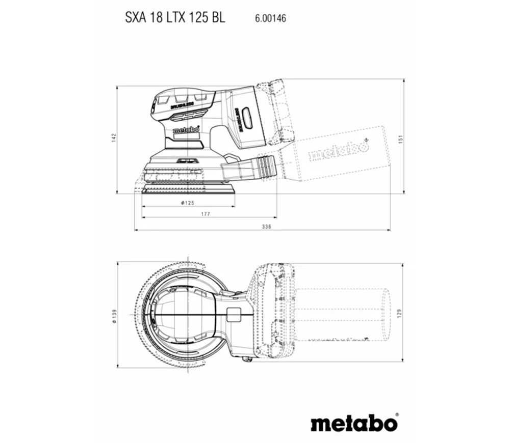 Mașină de șlefuit excentrică fără fir (fără bat) METABO 600146850 125mm 18V photo 1