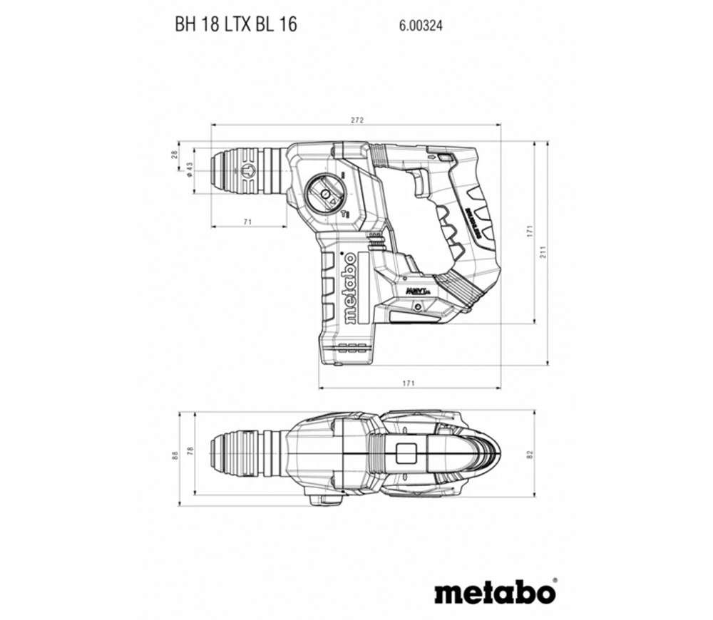 Перфоратор аккумуляторный (без АКБ) METABO BH 18 LTX BL 16 1.3Дж 18В photo 6