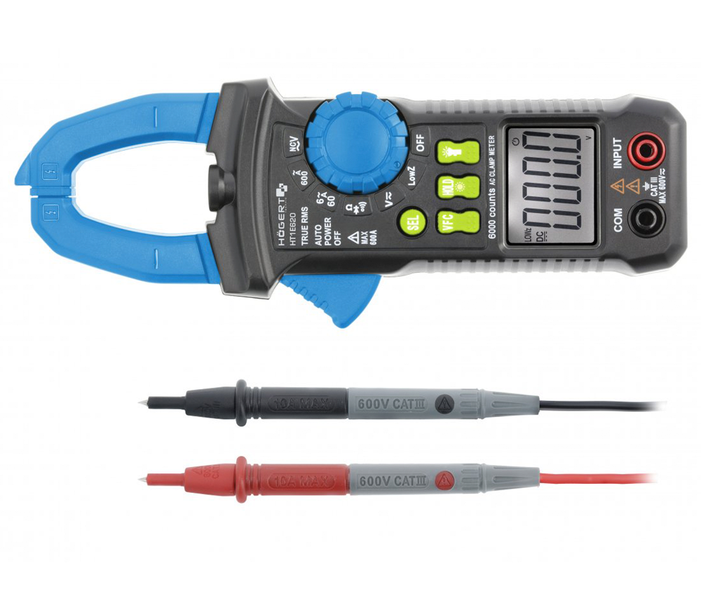 Clește de măsurat curentul HOEGERT HT1E620 0/600V 0/600A photo 0