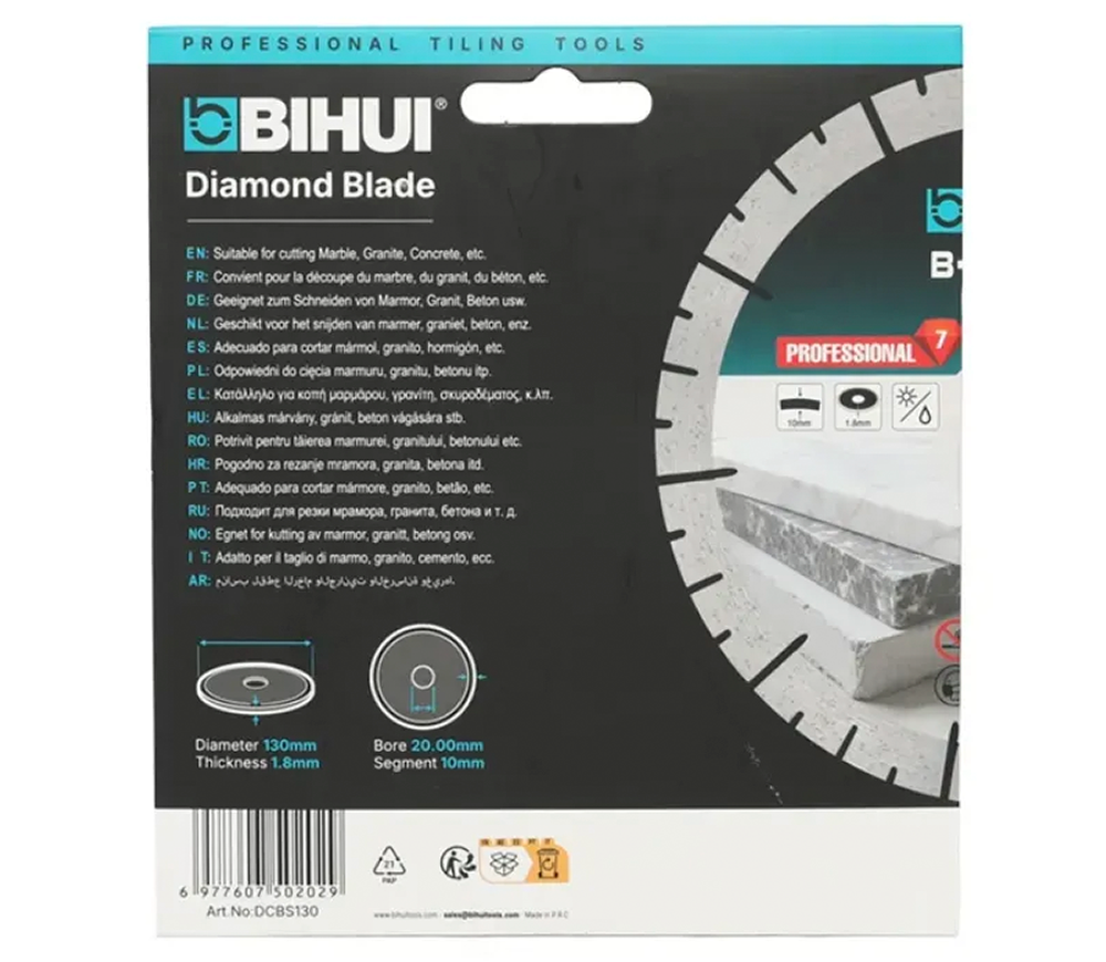 Алмазный отрезной диск BIHUI DCBS130 130мм Сегментированный Керамика/Керамогранит/Мрамор photo 1