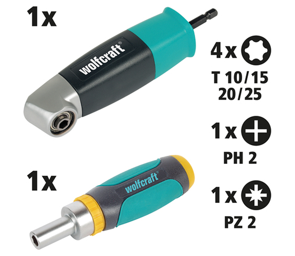 Набор бит с угловым адаптером Wolfcraft 1001000 PH/PZ/TX photo 4