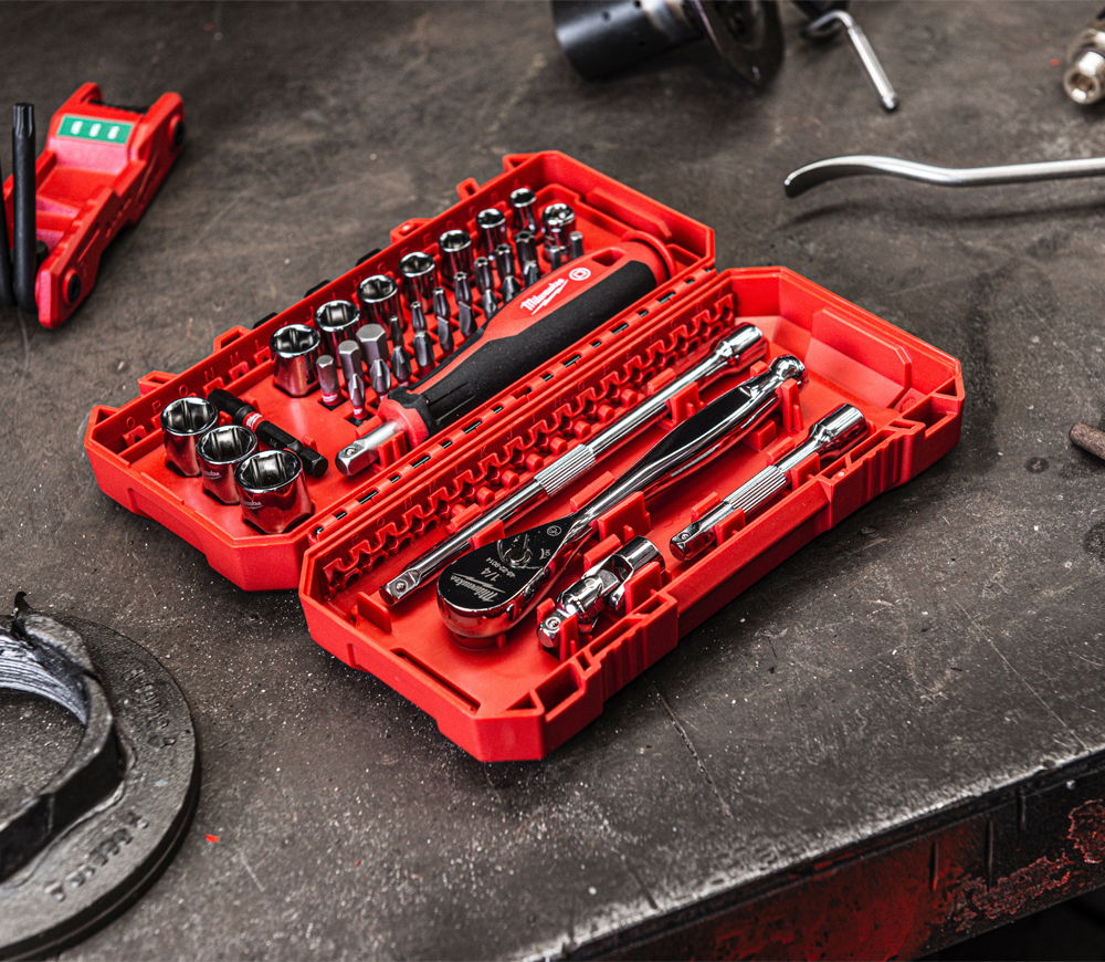 Set 38 piese 1/4" Clichet, Antrenor și Tubulare Milwaukee 4932498381 photo 2