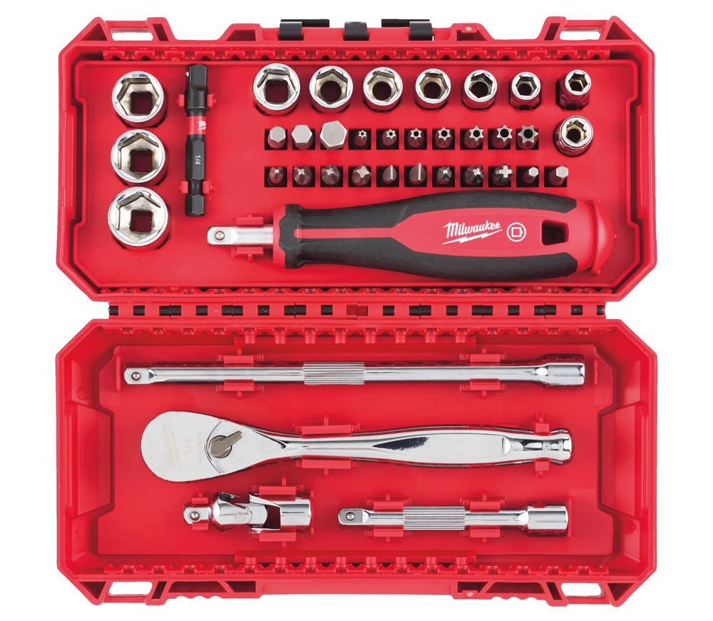 Set 38 piese 1/4" Clichet, Antrenor și Tubulare Milwaukee 4932498381 photo