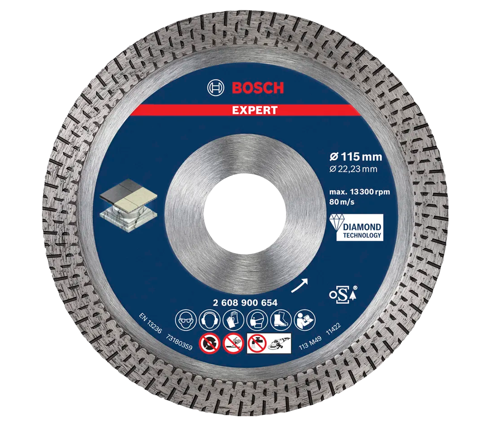 Disc de tăiat cu diamant BOSCH EXPERT HardCeramic 115mm Turbo Ceramică/Porțelan/Marmură photo