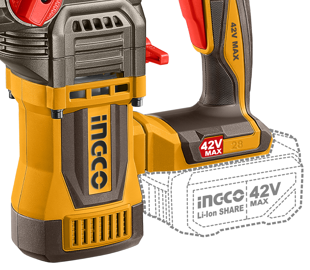 Перфоратор аккумуляторный INGCO CRHLI422882 4.5Дж 42В 2.5Ач photo 2