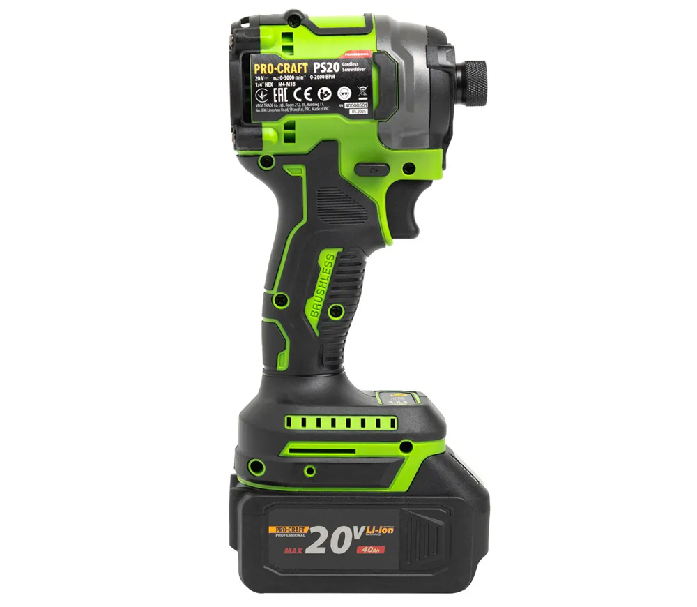 Șurubelnița cu acumulator сu impact (fără bat.) ProCraft PS20 20V 2Ah photo 1