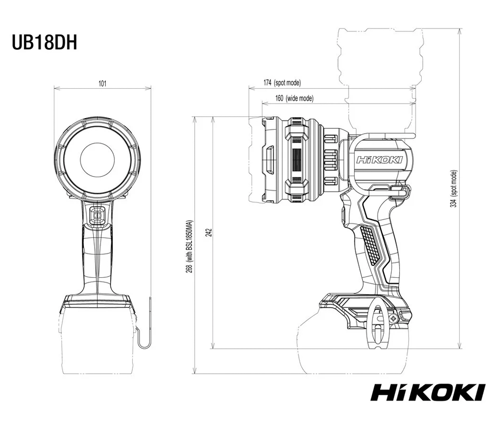 Lanternă construcții cu acumulator HIKOKI UB18DHW4Z 1050lm 18V photo 2