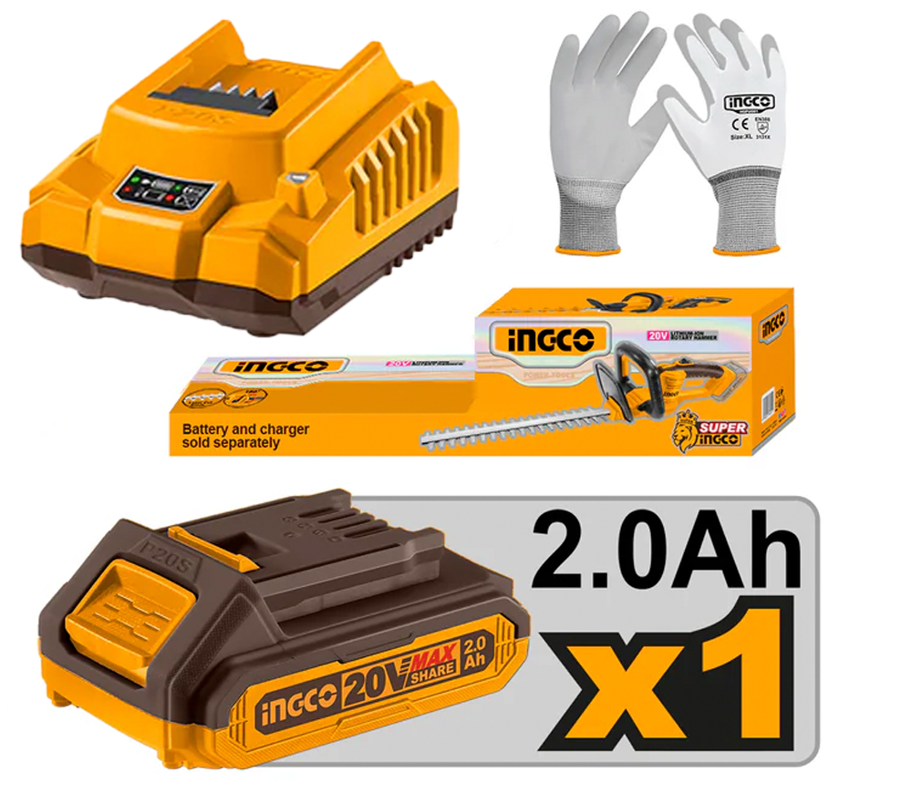 Кусторез аккумуляторный INGCO CHTLI20461 460мм 20В 2Ач photo 0